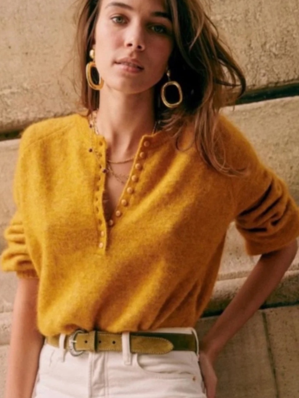 Sezane Leon Sweater in Yellow Size XS EUC